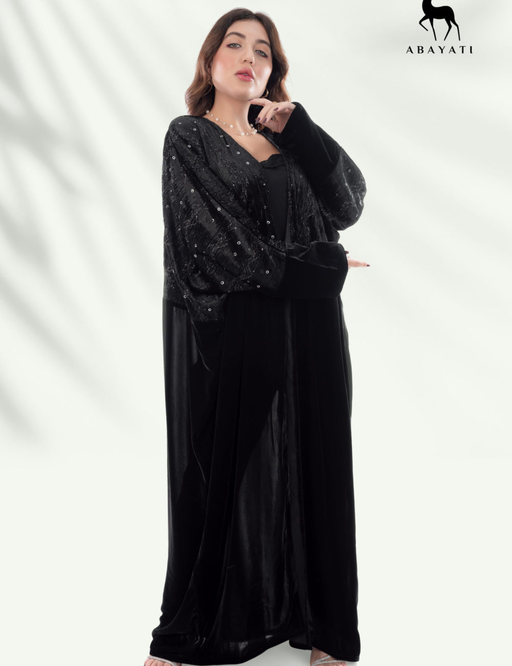 ROYAL BLACK VELVET ABAYA