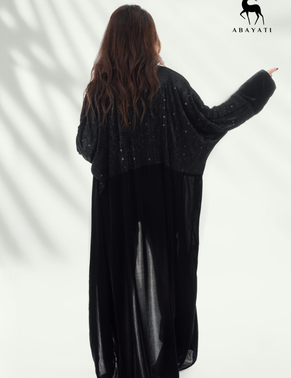 ROYAL BLACK VELVET ABAYA - Image 5