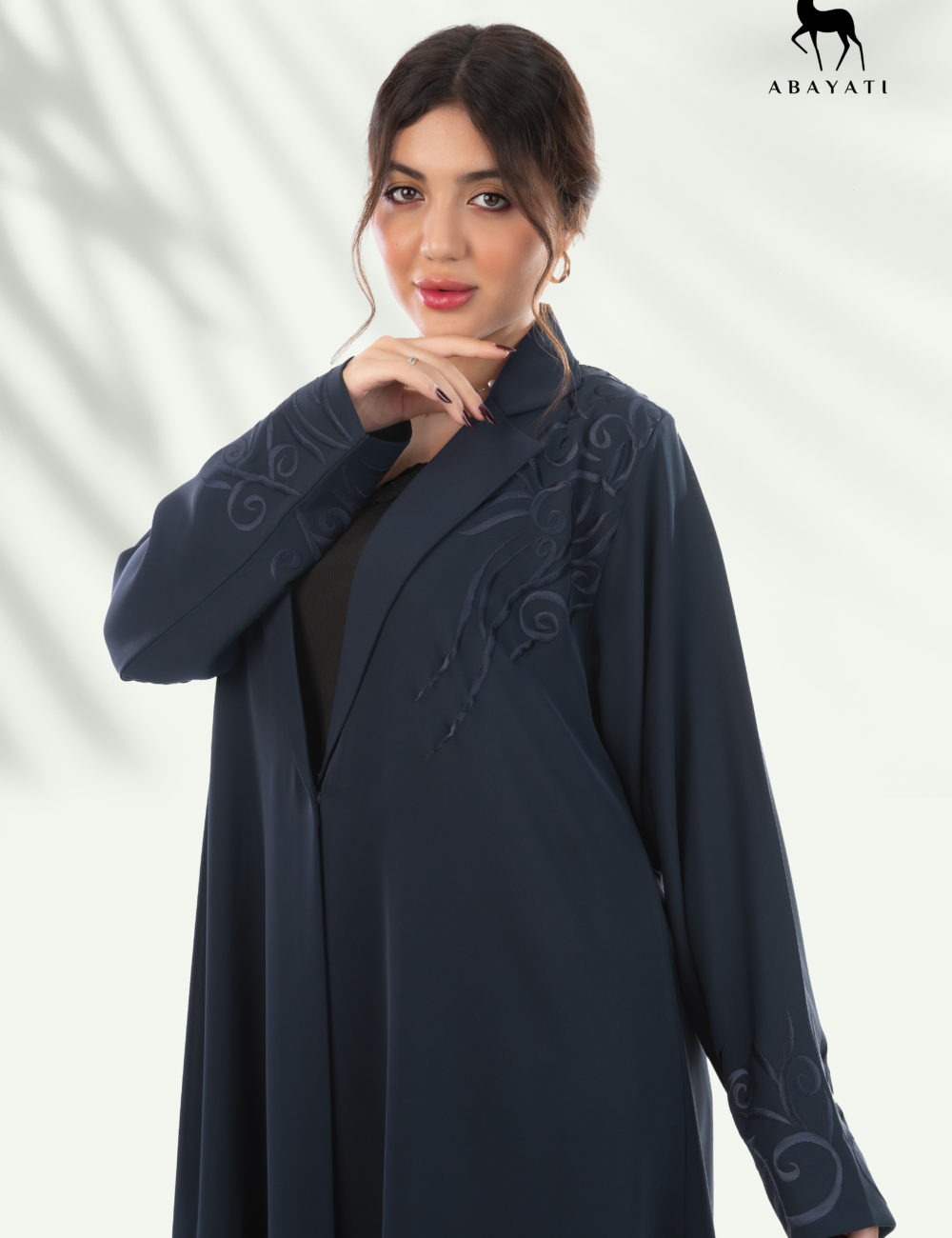 ELEGANT BLUE EMBROIDERED ABAYA - Image 2