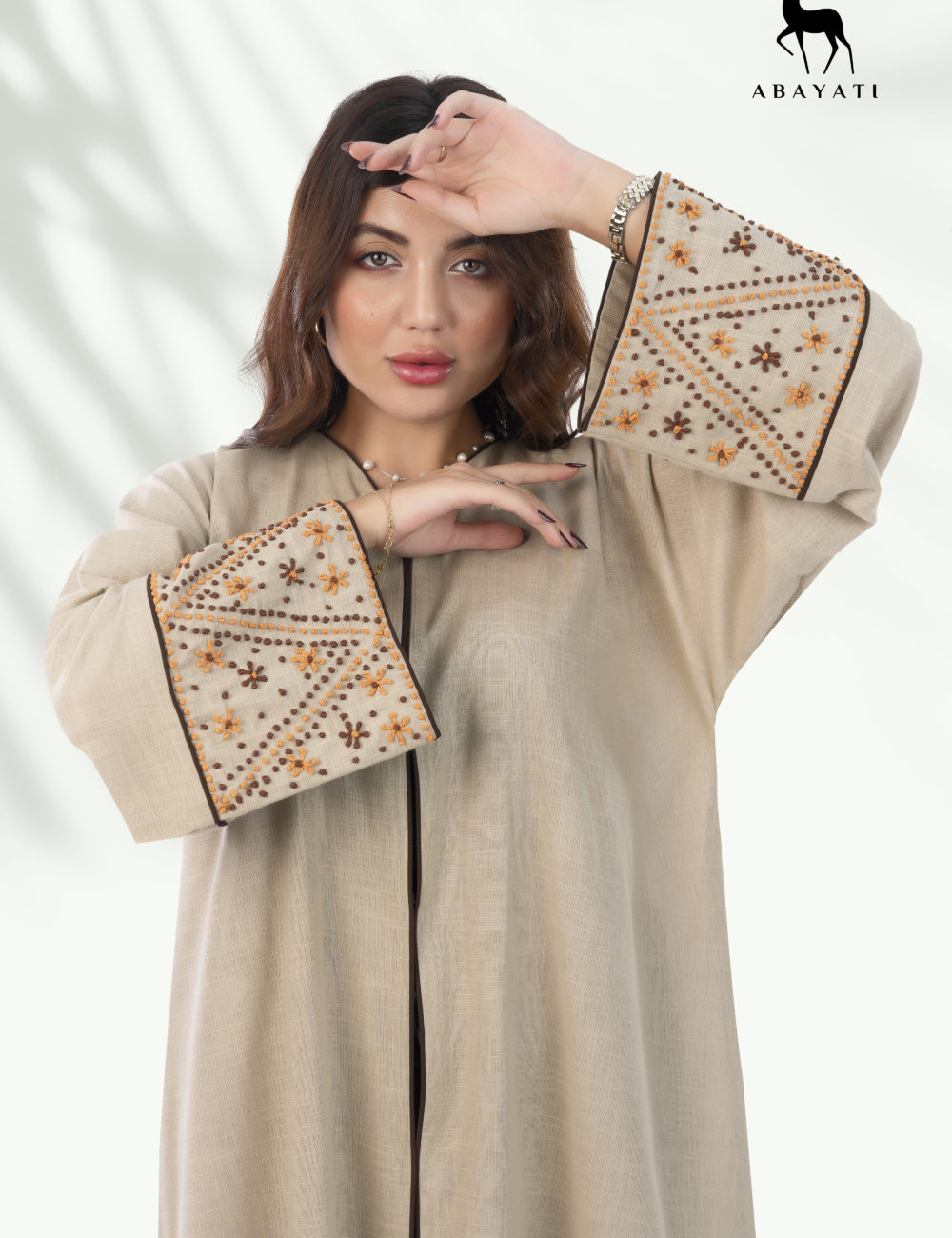 LINEN BEIGE ABAYA - Image 2