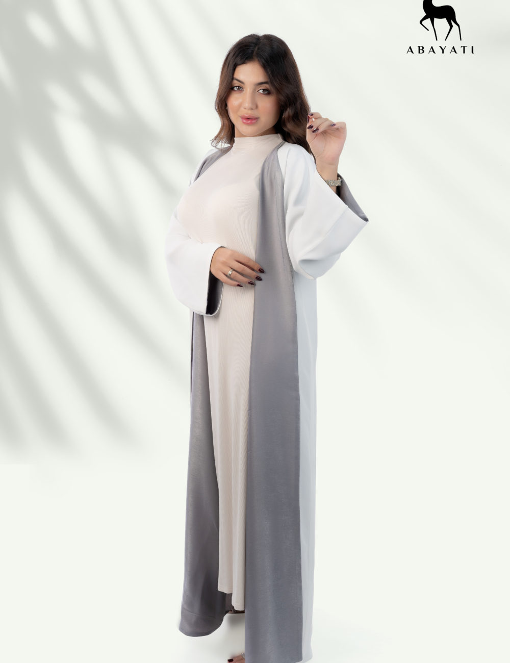 DAILY WHITE AND GREY ABAYA - Image 2